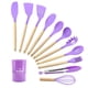 thumbnail image 4 of Fasiaou Kitchen Utensils Set of 12, Silicone Cooking Utensils with Non-Slip Wooden Handle and Organizer Bucket, 450°F Heat Resistant Cookware Utensils Set (Assorted Colors-Upgraded), 4 of 7