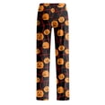 thumbnail image 4 of Satingcolo Halloween Pajama Pants Women Cute Funny Pumpkin Print Pajamas Casual Elastic Waist Palazzo Pants Fall Sleepwear, 4 of 5