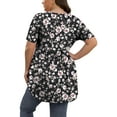thumbnail image 4 of PINKSIR Plus Size Short Sleeve Henley Shirt for Women Flowy Tunic Tops Loose Fit Pleated Swing Blouse 1X-5X, 4 of 7