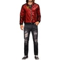 thumbnail image 2 of Chaqueta de lentejuelas INSPIRE CHIC para hombres, con mangas largas, cierre de cremallera y capucha de lentejuelas reversibles brillantes M Rojo, 2 of 5