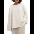 thumbnail image 1 of Suéteres de Verano Informales, Holgados, 100% Algodón, con Cuello Redondo, Espalda Descubierta y Sudaderas Oversize para Mujer 2025 Como la Leche M, 1 of 10
