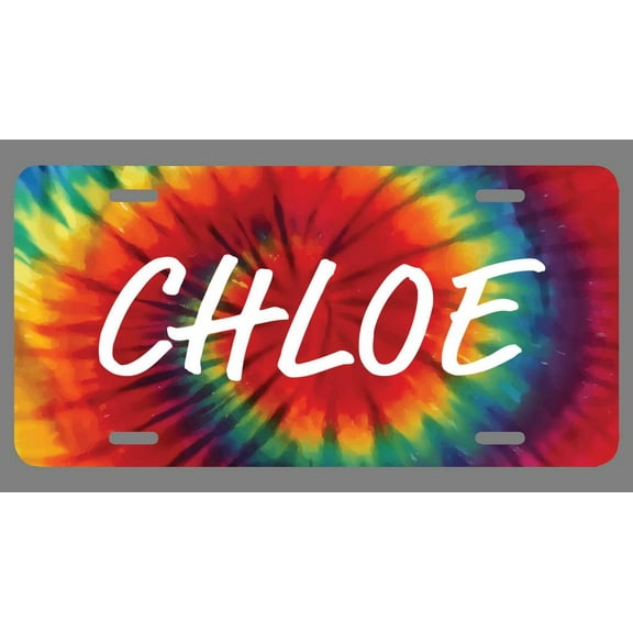 Chloe Name Tie Dye Style License Plate Tag Vanity Novelty Metal | UV Printed Metal | 6-Inches By 12-Inches | Car Truck RV Trailer Wall Shop Man Cave | NP1332