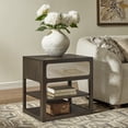 thumbnail image 4 of Morden Fort Wood Nightstand Espresso Finish, Modern Bedside Table with Removable Drawer for Bedroom, Living Room, 4 of 9