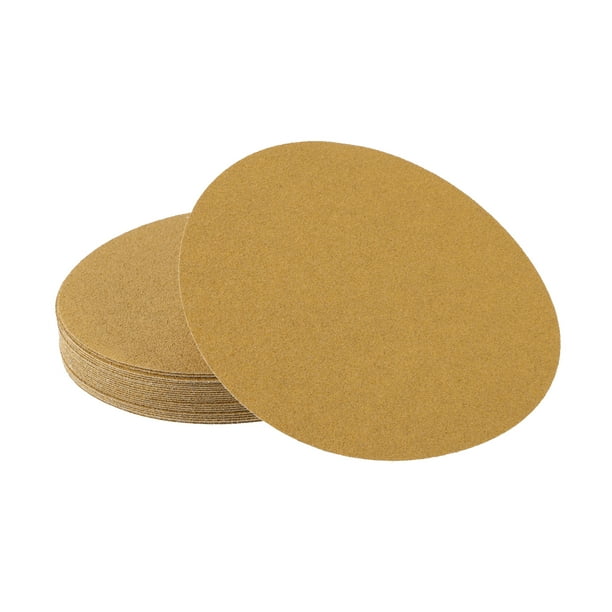 Discos de Lijado Unique Bargains de 8 Pulgadas 60 Grano Redondos de Papel de Lija con Gancho y Bucle Óxido de Aluminio Amarillo 25 Pcs