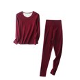 thumbnail image 4 of Annhoo Thermal Underwear Set for Women 2 Piece Fall Winter Long Sleeve Crewneck Base Layer Tops and Leggings, 4 of 9