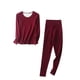 thumbnail image 4 of Puntoco Conjunto de pijama cómodo para mujer, conjunto de pijama con parte superior y pantalones de manga larga, gruesos y cálidos, de color liso, 4 of 5