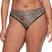 Warner's No Pinching No Problems® Dig-Free Comfort Waistband Tailored Thong RX5131J Color: Black And Ta Swirl Size: SMALL