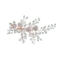 thumbnail image 2 of Light Rose Gold Wedding Clip Rhinestone Bridal Comb Barrette - Handmade Flower Clip Head Pieces for Women, Rose Gold, 2 of 4