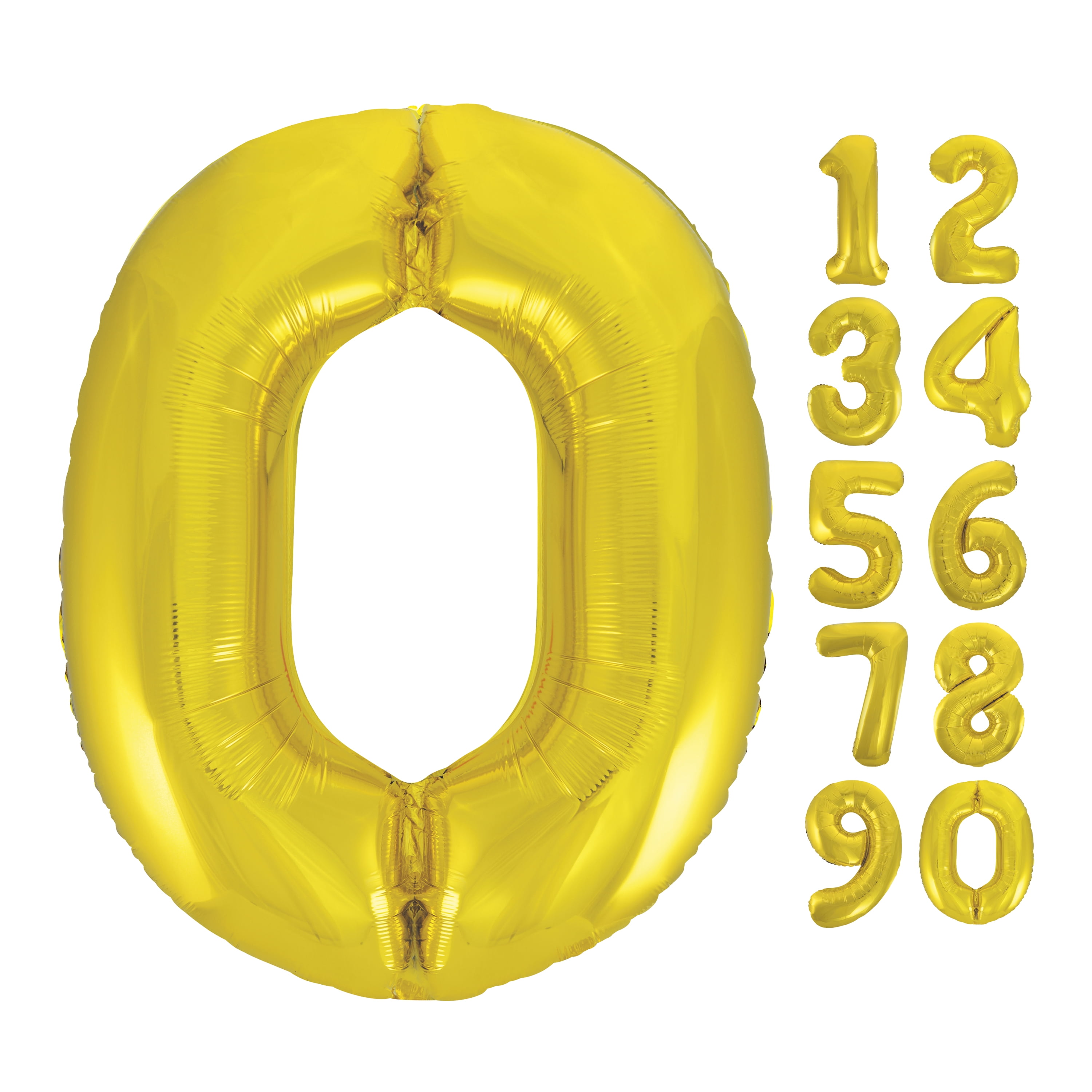 Foil Big Number Balloon, 0, 34 in, Gold, 1ct
