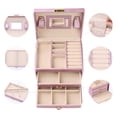 thumbnail image 5 of Unique Bargains 3 Layer Jewelry Box with Mirror for Women PU Leather Jewelry Organizer Purple, 5 of 8