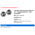 thumbnail image 2 of Front Wheel Bearing Hub Assembly Set of 2 - Compatible with 2017 - 2018 Lincoln MKZ, 2 of 2