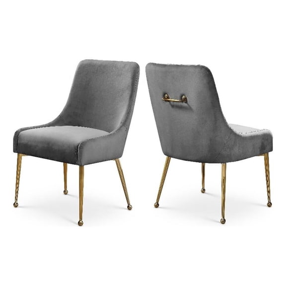Meridian Furniture Owen Velvet Dining Chair in Gray (Set of 2)