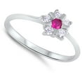 thumbnail image 4 of Simulated Ruby Flower Ring 925 Sterling Silver Band Red Cubic Zirconia Jewelry Female Male Size 5, 4 of 4