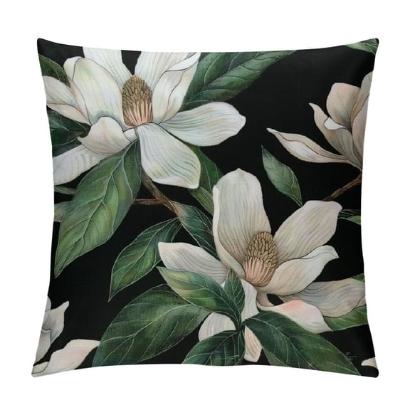 Orinice Vintage Floral Black White Green Cotton Linen Square Throw Waist Pillow Case Decorative Cushion Cover Pillowcase Sofa  White