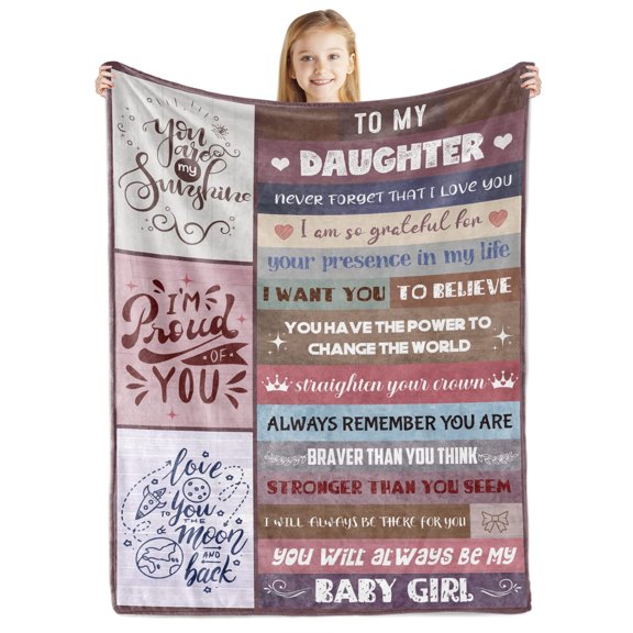 Kainsy To My Daughter Blanket from Mom Dad, Christmas Birthday Gifts for My Daughter Super Soft Cozy Flannel Throw Blanket for Bed Sofa(30"x40")