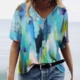 thumbnail image 3 of Birdeem T-Shirt à Col en V pour Femmes, Mode Décontractée, Grande Taille, Imprimé de Fleurs Pittoresques, 3 of 3