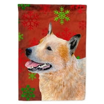 Carolines Treasures LH9317-FLAG-PARENT Australian Cattle Dog Red Green Snowflakes Christmas Flag  multicolor