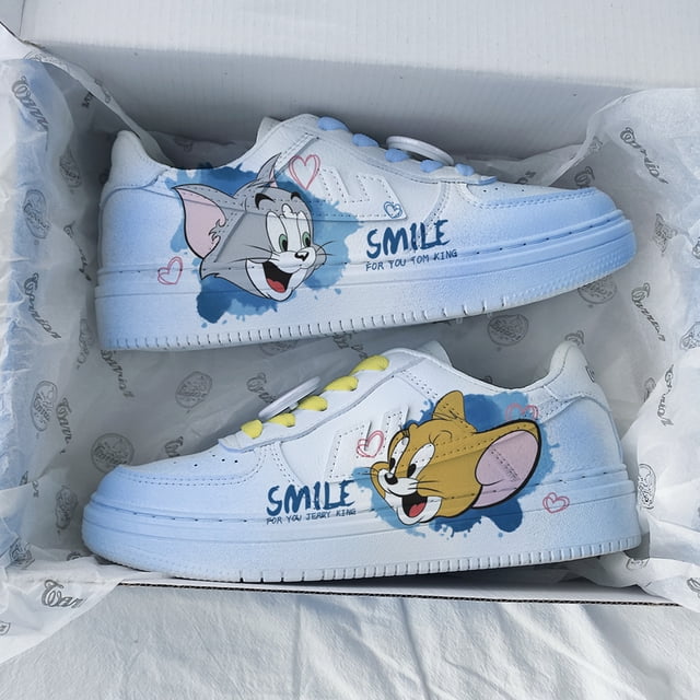 Tom y Jerry zapatos de mujer de marca compartida deportes casuales de la fuerza aérea primavera y otoño edición limitada pareja