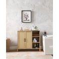 thumbnail image 4 of Mid-Century Modern Storage Cabinet With Woven Rattan Doors Natural Finish Adjustable Shelves, 4 of 7
