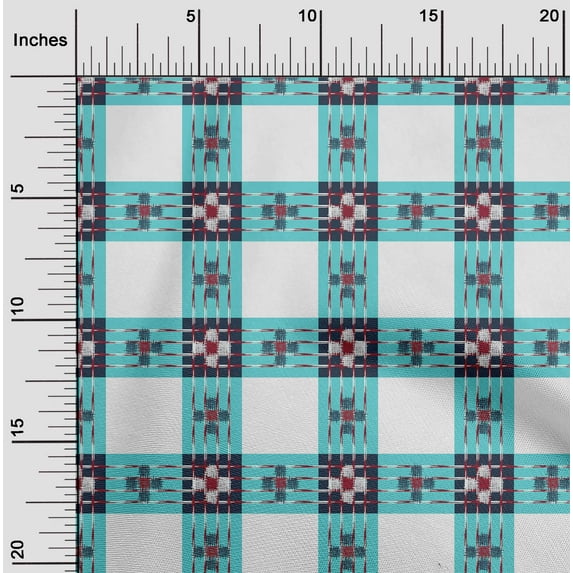 oneOone Polyester Lycra Fabric Check Ikat Print Fabric By Yard 56 Inch Wide
