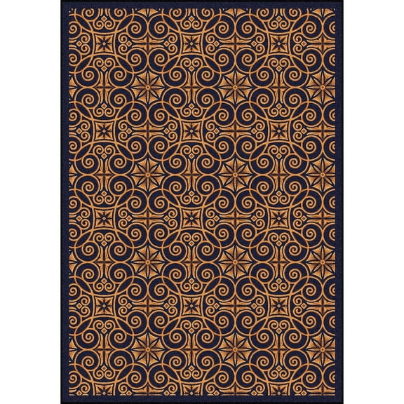 Joy Carpets Any Day Matinee Antique Scroll 3'10" x 5'4" Area Rug in Color Navy