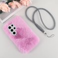 thumbnail image 5 of Compatible with Galaxy S24 Ultra Case Cute Plush Furry Case with Glitter Lanyard Strap Bling Diamond Camera Lens Protection Soft Fluffy Shockproof Cover for Women Girls, Purple, 5 of 10