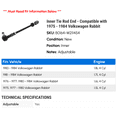 thumbnail image 2 of Inner Tie Rod End - Compatible with 1975 - 1984 Volkswagen Rabbit 1976 1977 1978 1979 1980 1981 1982 1983, 2 of 2