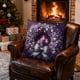 thumbnail image 4 of Funda de almohada navideña de estilo europeo | Cojín morado para cabecero con diseño de Papá Noel, vela y corona | Funda decorativa para sofá de dormitorio de 45 x 45 cm, 4 of 5