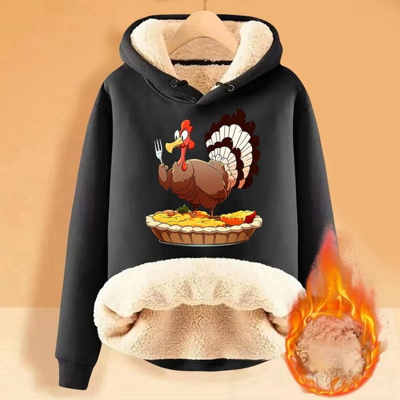 Women's Thanksgiving Turkey Print And Loose Warm Hoodie Sleep Hoodie Women Casual Hoodie for Vintage Hoodies Zip up Hoodie Long Women Hoodie with Zipper Hoodie Sweater Dresses for Women Long Hooded