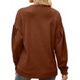 thumbnail image 4 of Sudadera de manga larga empalmada para mujer, Top informal de cuello redondo de Color puro para otoño e invierno, café 3XL, 4 of 6
