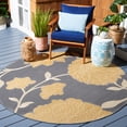 thumbnail image 2 of Safavieh Courtyard Tyson Floral Indoor/Outdoor Area Rug, Anthracite/Beige, 5'3" x 5'3" Round, 2 of 13