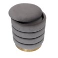 thumbnail image 4 of Pouf de Rangement Rond en Velours Gris avec Base en Chrome Doré (Lot de 2), 4 of 4