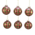thumbnail image 3 of Kurt Adler Kurt S. Adler 80MM Red and Green Plaid Glass Ball, 6 Piece Box Ornament, Gold, White, 3 of 5