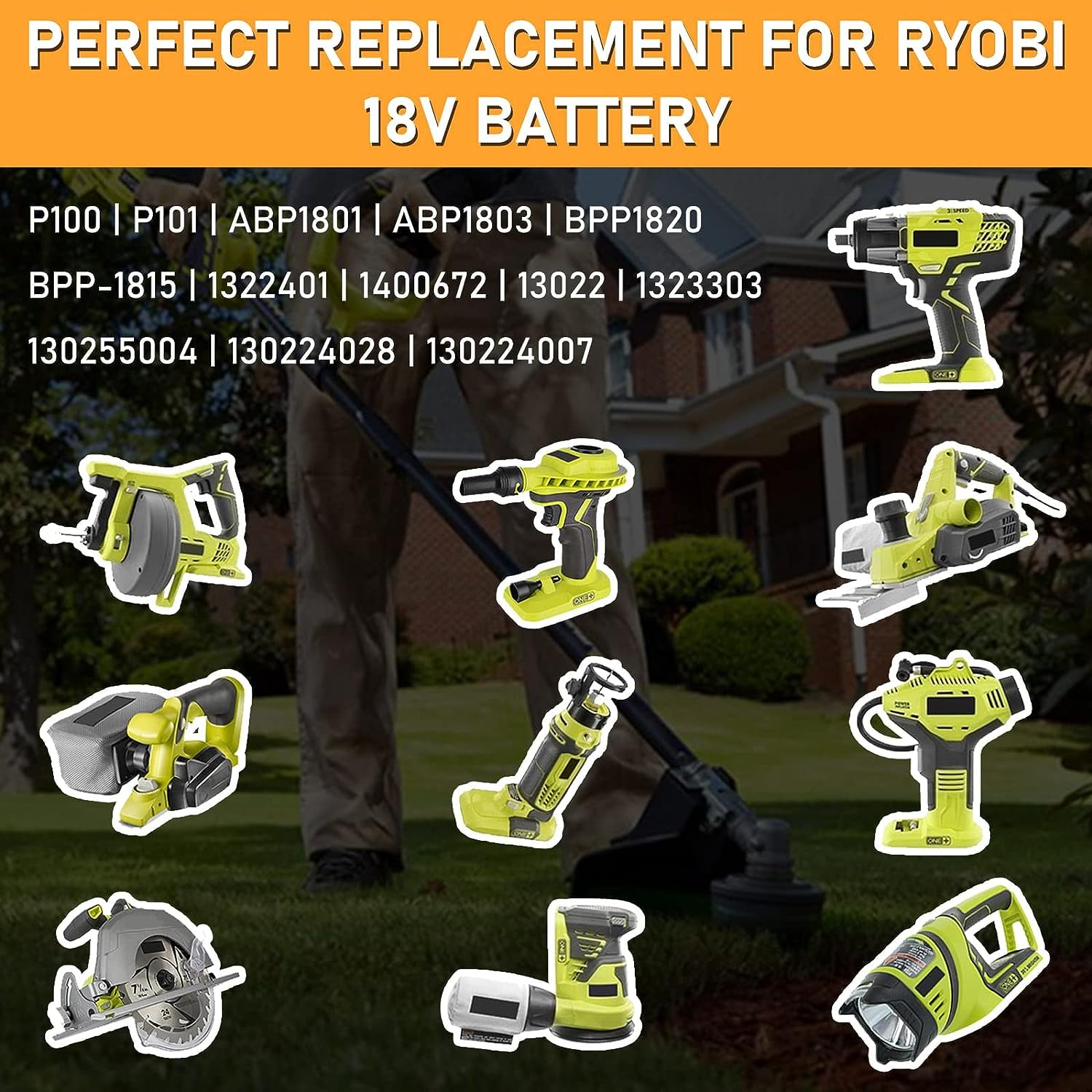 4-Packs 3.6Ah Replacement for Ryobi 18V Battery P100 ABP1801 ABP1803 BPP1820 130224007 130224028 130255004 Cordless Power Tools