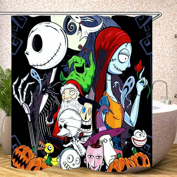 Shower Curtain The Nightmare Before Christmas Bathroom Decor Jack and