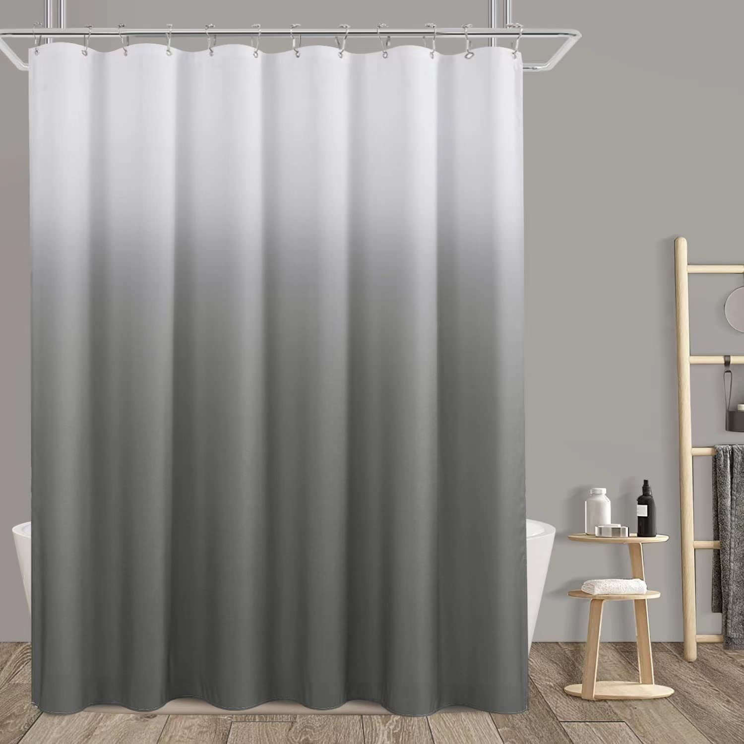 Grey Shower Curtain 72x84 inch for Bathroom, Extra Long Shower Curtain