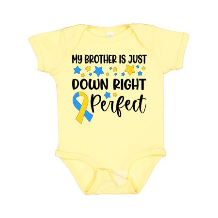 

Inktastic My Brother is Just Down Right Perfect- Down Syndrome Awareness Ribbon Gift Baby Boy or Baby Girl Bodysuit