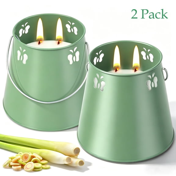 Giphtpoeet Large Citronella Candles Outdoor for Patio 2 Pack 38oz Lemongrass Summer Candles Long-Lasting Burning for Camping Garden