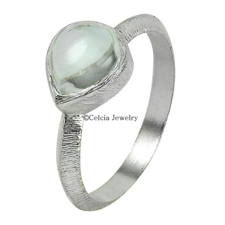 Natural Crystal Quartz Gemstone Ring, Solid 925 Sterling Silver