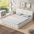 thumbnail image 3 of Euroco Upholstered Queen Size Platform Bed with Tuft Headboard, White, 3 of 11
