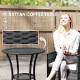 thumbnail image 4 of Outsunny Table à Manger en Osier avec Étagère à 2 Niveaux, Table Basse Ronde, Noir, 4 of 10