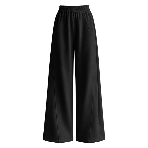 TIREOW Girls Sweatpants Elastic High Waist Straight Wide Leg Sweat Pants Soft Daily Wear Casual Baggy Streetwear Pants