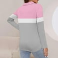 thumbnail image 5 of Otntypg Long Sleeve 1/4 Zip up Tunic Shirts for Women Casual Striped Color Block Print Lapel Collared V Neck Pullover Blouse Light Gray L, 5 of 7