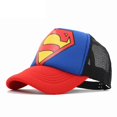 thumbnail image 1 of Kids Superman Cartoon Mesh Baseball Cap Boys Girls Adjustable Snapback Summer Sun Visor Hat, 1 of 2