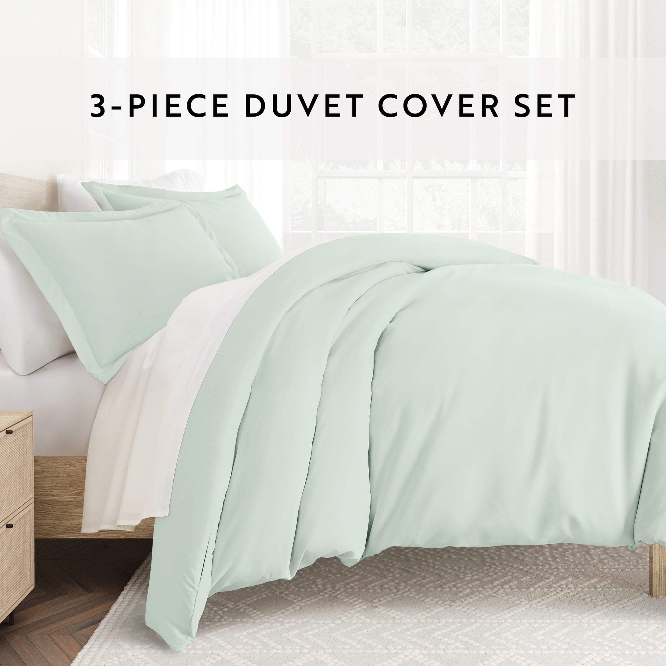Noble Linens 3-Piece Mint Duvet Cover Set, Full/Queen