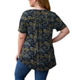 thumbnail image 3 of GingDin Women's Plus Size Casual Top Short Sleeve Crew Neck Lace Pleated Blouses m-4xl, 3 of 8