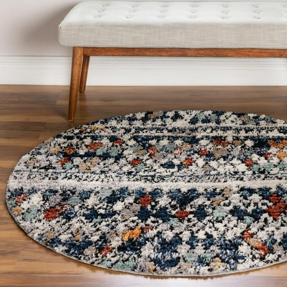Unique Loom Morocco Collection Area Rug - Atlas (4' 1" Round Multi/Black)