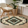 thumbnail image 5 of 3.3Ft Round Rug, Boho Red Teal Brown Non-Skid Rubber Backing Large Area Rugs - Living Room Bedroom Home Office, Southwestern Vintage Geometric Indoor Floor Mat Carpets Washable Rug, 5 of 9