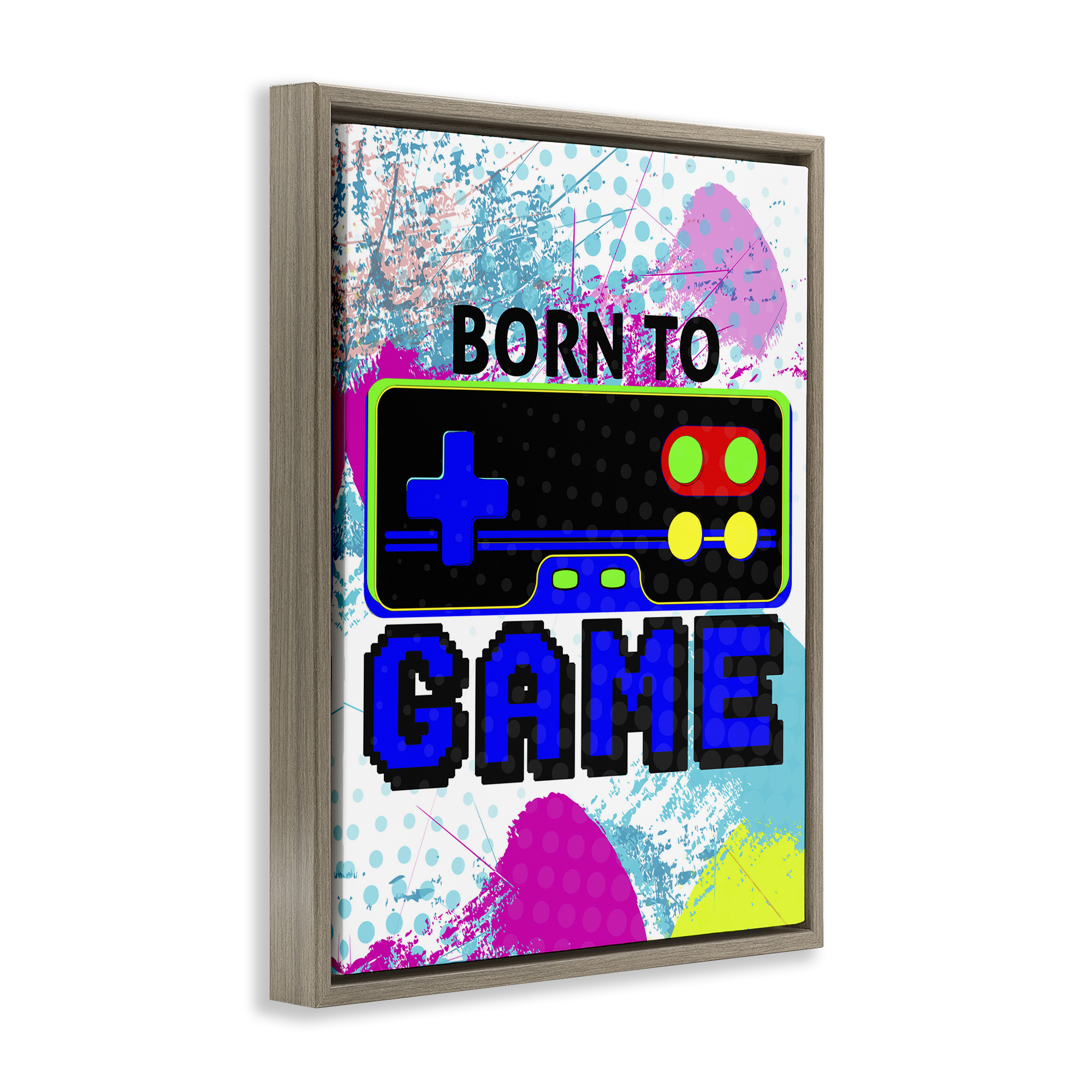 Stupell Industries Boy's Born to Game Typography Painting Brown Floater Framed Art Print Wall Art, 17 x 21