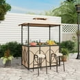 thumbnail image 5 of GVN 3-Piece Patio Bar Set Grill Gazebo & 2 Bar Stools with Tempered Glass Bar Table-Brown, 5 of 9